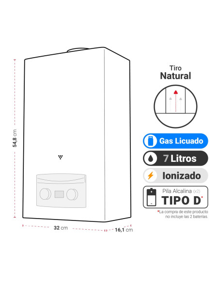 Calefont Albin Trotter 7 Litros Tiro Natural Gas Licuado