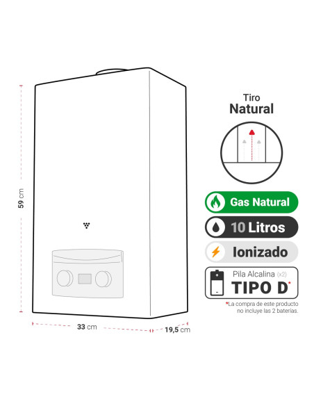 Calefont Albin Trotter 10 Litros Tiro Natural Gas Natural