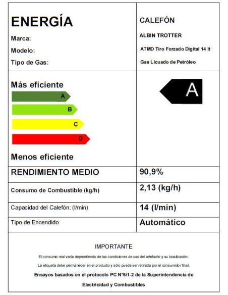 Calefón ATMD 14 Litros Tiro Forzado Digital