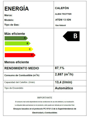 Calefón ATMD 13 Litros Tiro Natural