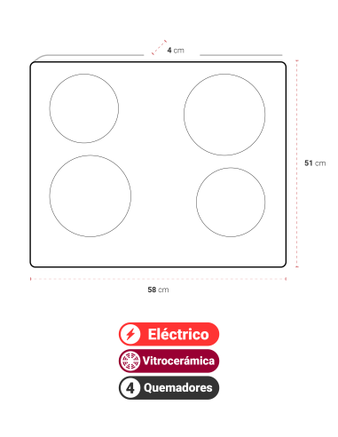 Encimera AT-E XN Glaskeramik Touch 4P