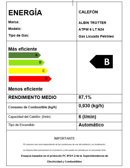 Calefón ATPW 6 Litros N24 Tiro Natural