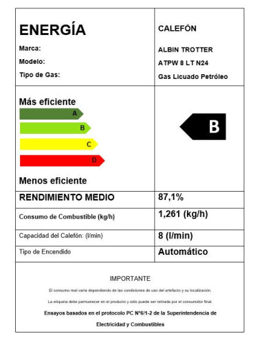 Calefont Albin Trotter 8 Litros Tiro Natural...