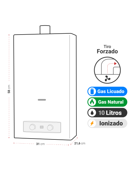 Calefón ATPW 10 Litros Tiro Forzado